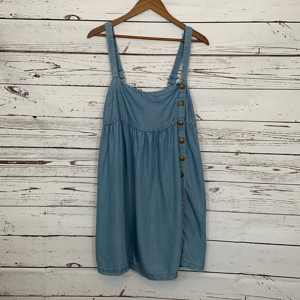 Urban Outfitters L Denim Button Down Dress w/ Adjustable Straps